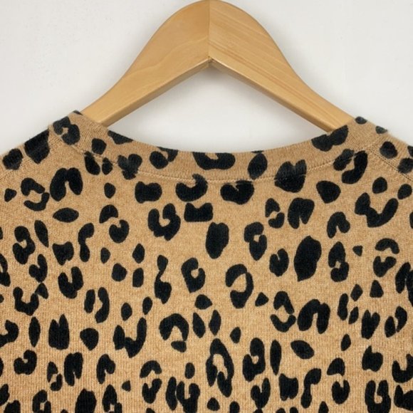 NWT J.Crew S 100% Cashmere Sweater Animal Leopard Print Short Sleeves - Picture 10 of 11